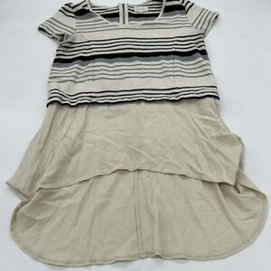 Anthropologie DELETTA Striped Ribbed Knit Tunic Top Shirt Layered Medium Small